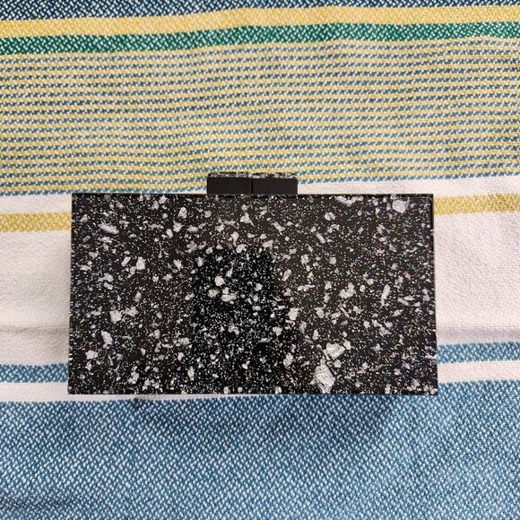 Other Handbags - black silver confetti acrylic evening bag Confetti